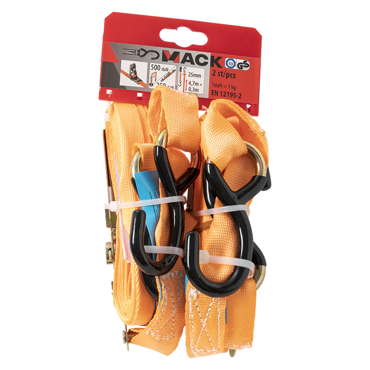 Laden Sie das Bild in Galerie -Viewer, Mack 1072407 - 2 spangordels pe, ratelspanner25mm-5m max 500kg 2d,2 s haken | 5 stuks