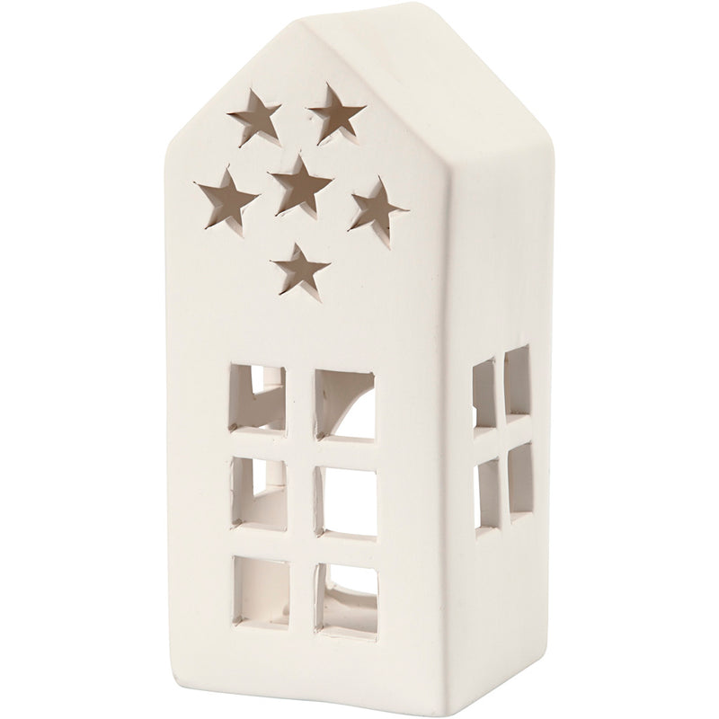 Afbeelding laden in galerijviewer, Https: www.cchobby.nl waxinelichthouder-huis-h-16-cm-afm-7x7-cm-wit-8-stuk-1-doos
