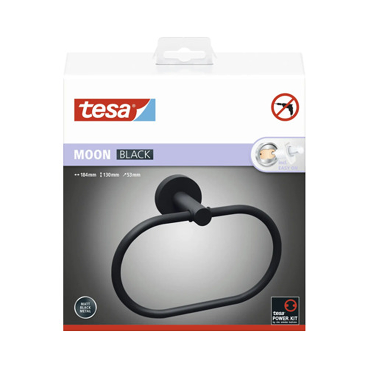 Afbeelding laden in galerijviewer, Tesa 1073529 - moon black handdoekring zwart | 1 stuks