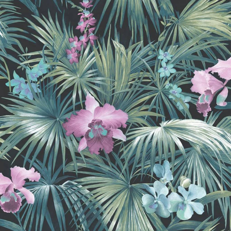 Load image into Gallery viewer, Noordwand behang tropical flowers groen
