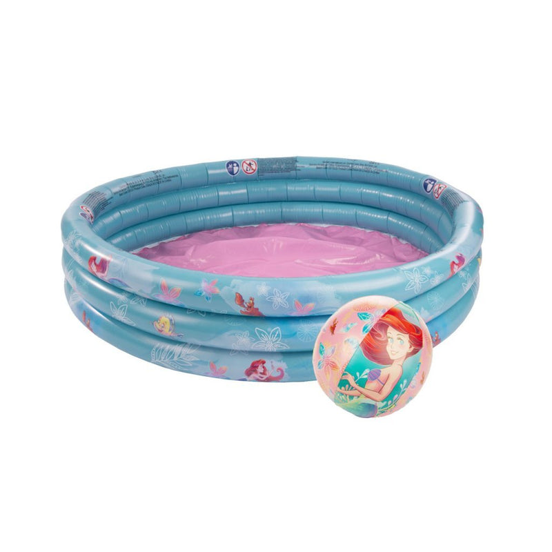 Load image into Gallery viewer, Disney princess 3 rings zwembad ariel + strandbal blauw roze