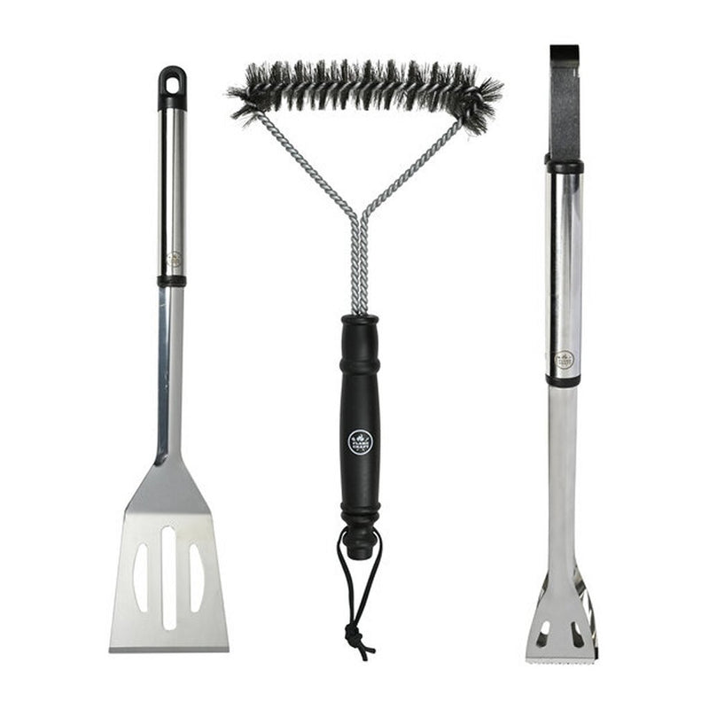 Laden Sie das Bild in Galerie -Viewer, Interbosch flamecraft bbq gereedschapset 3-delig zwart rvs