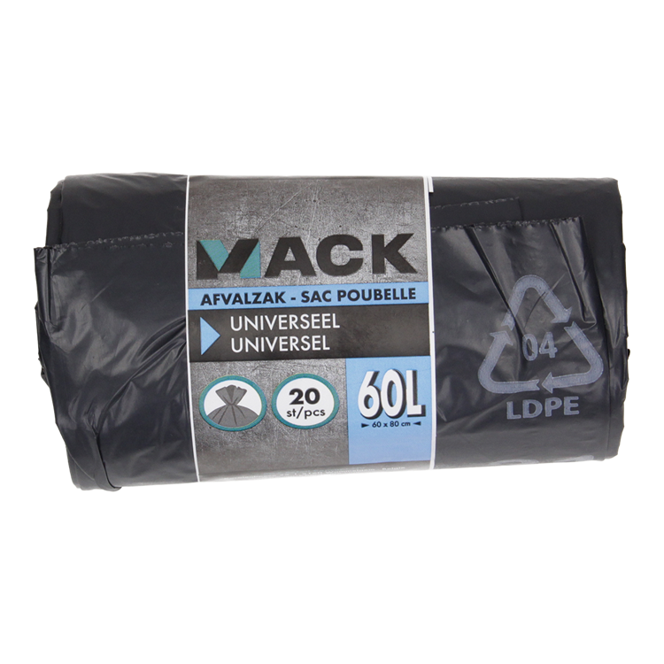 Afbeelding laden in galerijviewer, 1054872 - afvalzak 60l, zwart ldpe 20 st per rol | 15 stuks