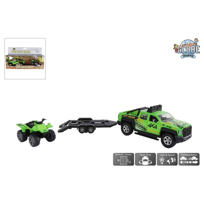 Load image into Gallery viewer, Kids globe terreinwagen met trailer+quad