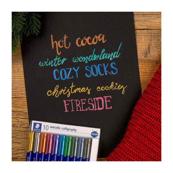 Afbeelding laden in galerijviewer, Staedtler metallic calligraphy pen set 10 kleuren