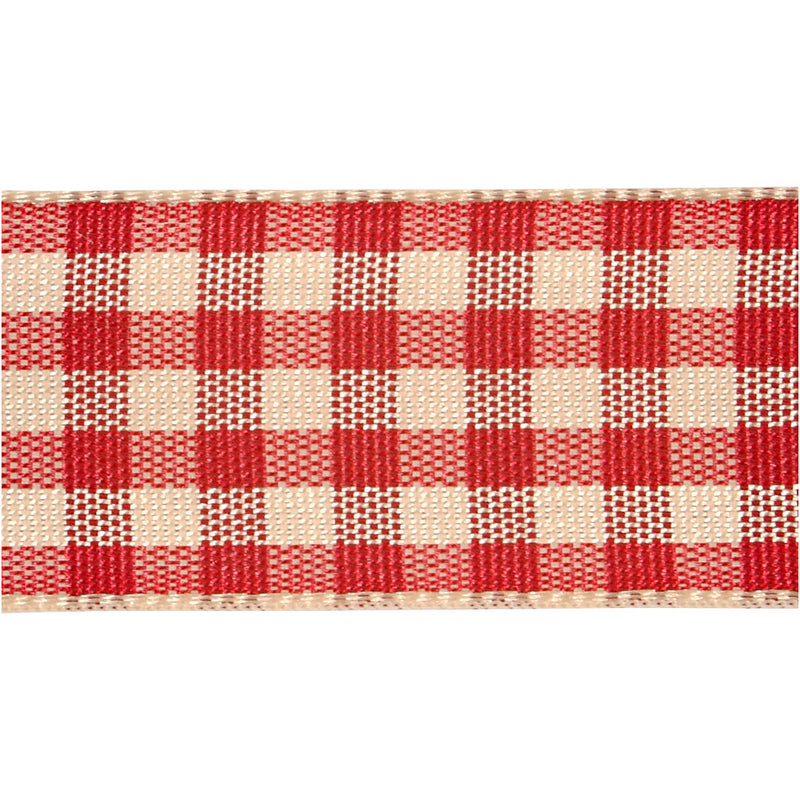 Load image into Gallery viewer, Creativ company https: www.cchobby.nl geruit-lint-b-20-mm-antiek-rood-wit-25-m-1-rol