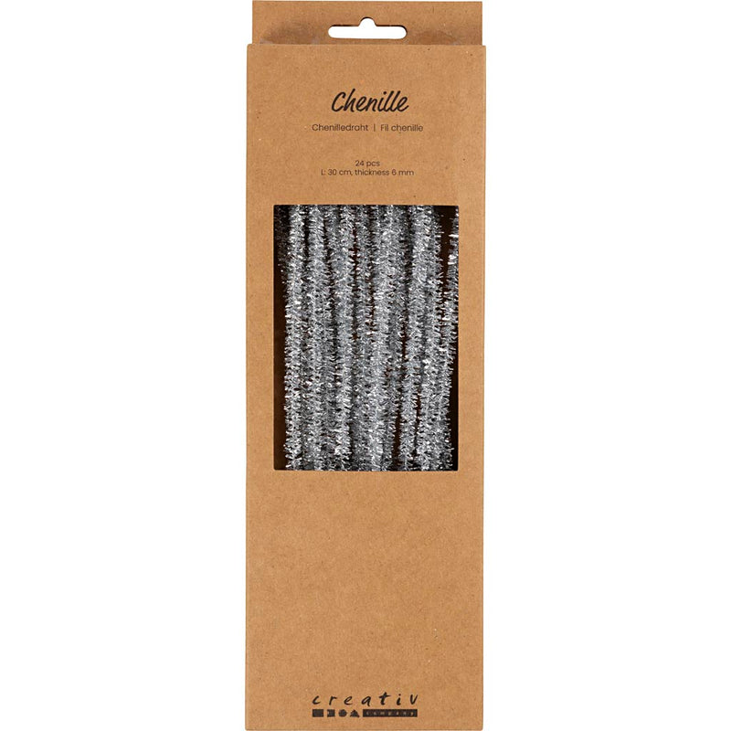 Load image into Gallery viewer, Creativ company chenille zilver 30cm, 24st.