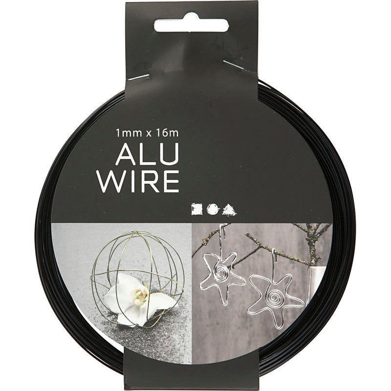 Afbeelding laden in galerijviewer, Https: www.cchobby.nl alu-draad-rond-dikte-1-mm-zwart-16-m-1-rol