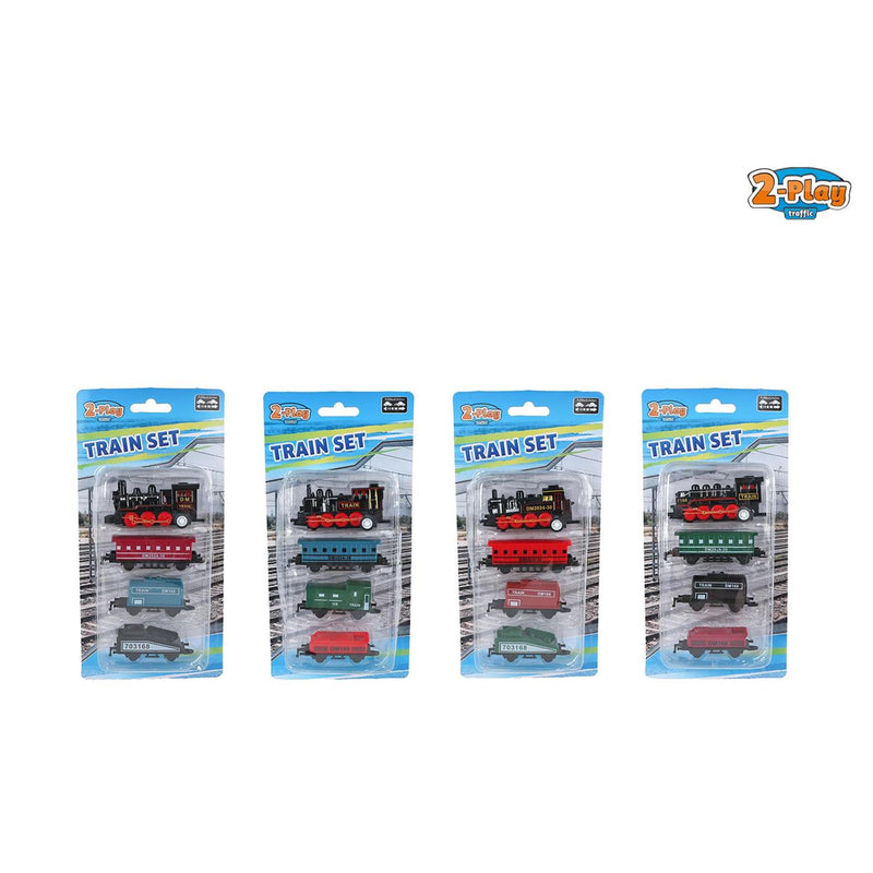 Load image into Gallery viewer, 2-play locomotief met 3 aanhangers