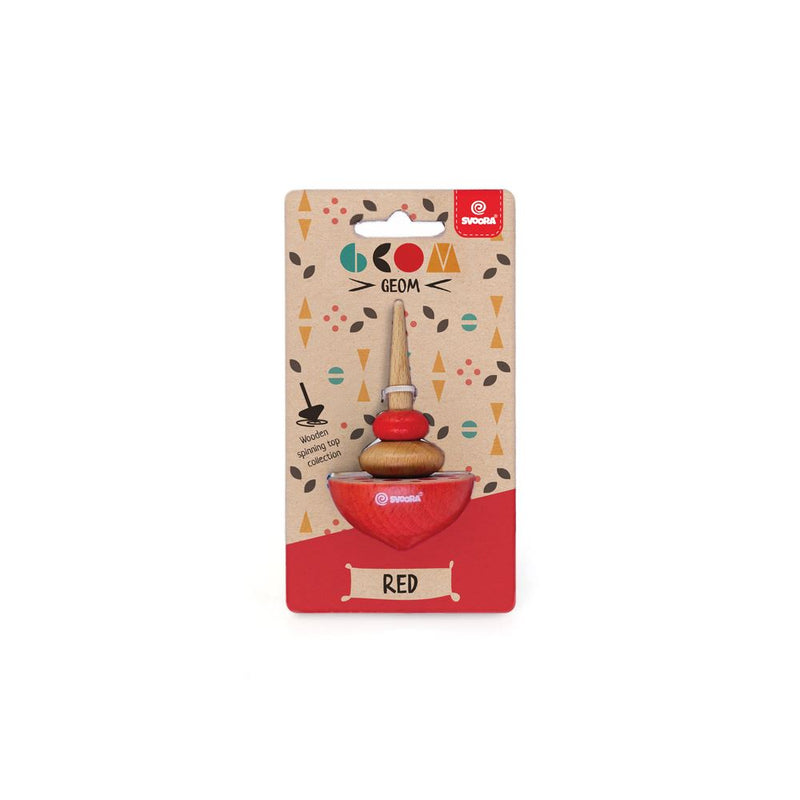 Afbeelding laden in galerijviewer, Houten tol geom rood. 8 x 5 x 15 cm. 5+