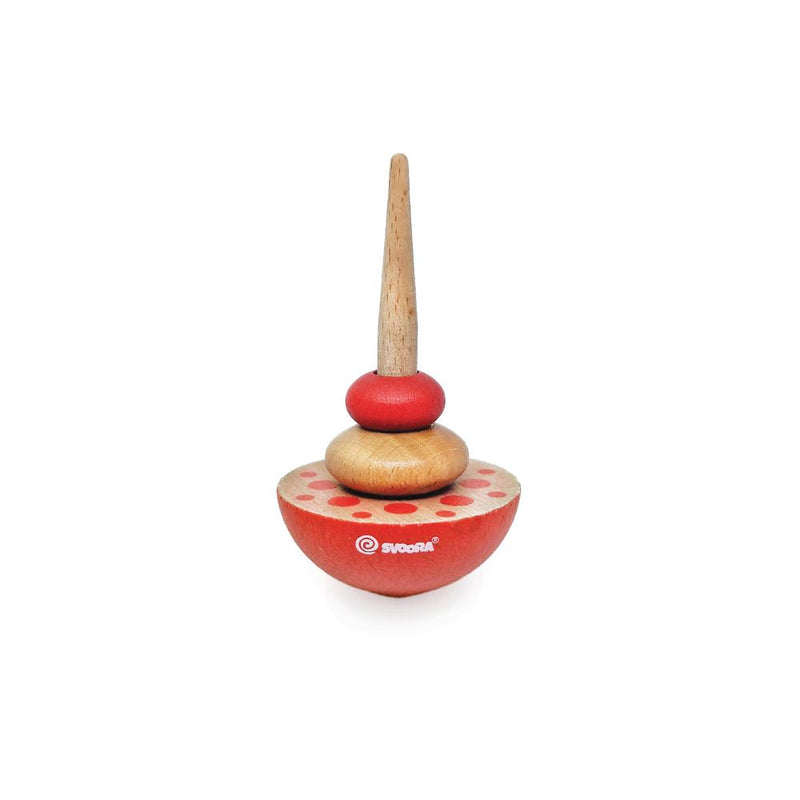 Afbeelding laden in galerijviewer, Houten tol geom rood. 8 x 5 x 15 cm. 5+