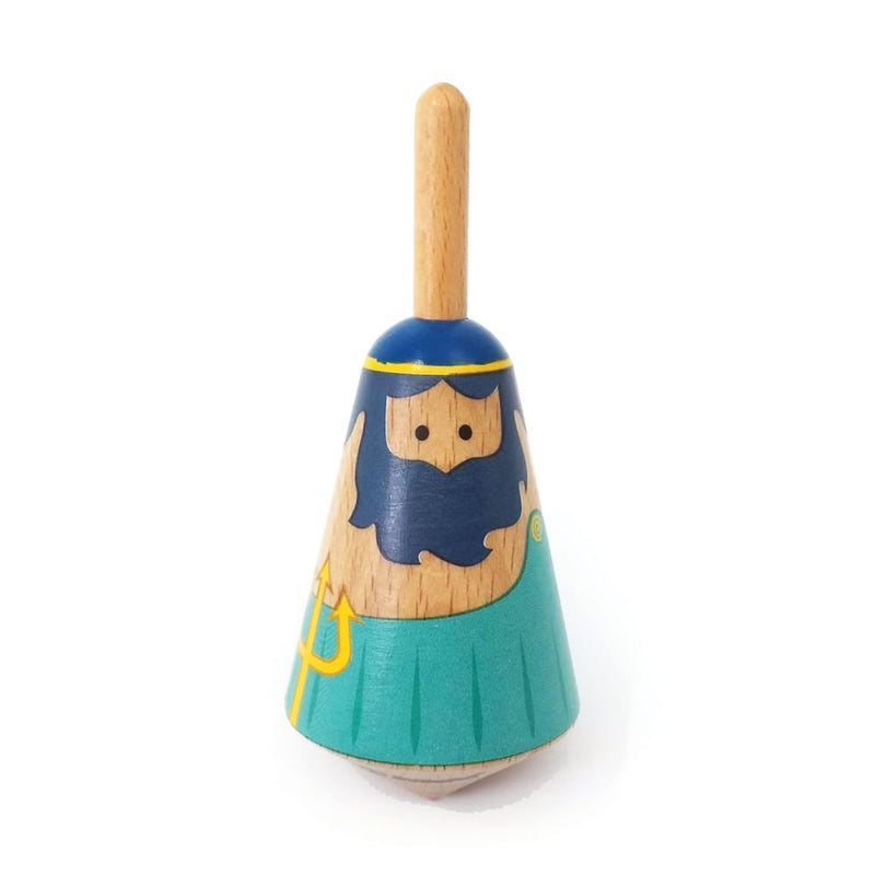 Afbeelding laden in galerijviewer, Griekse houten tol: poseidon. 3,5x3,5x8