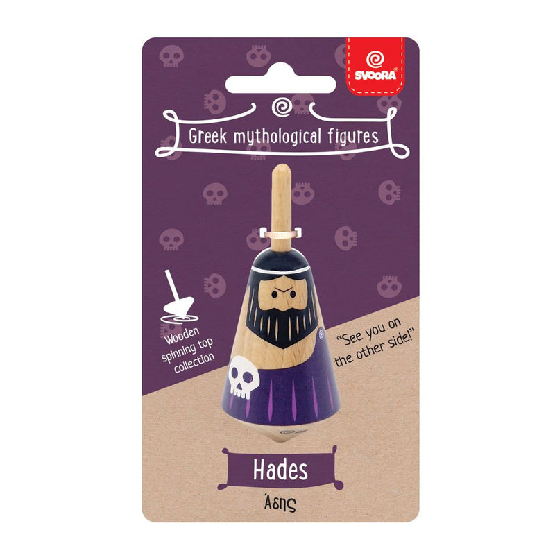 Afbeelding laden in galerijviewer, Griekse houten tol: hades. 3,5x3,5x8 cm.