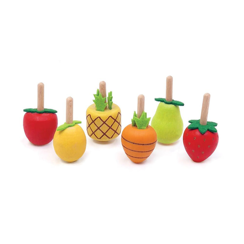 Afbeelding laden in galerijviewer, Dsp. houten tol fruit. 6 ontwerpen. 24 s
