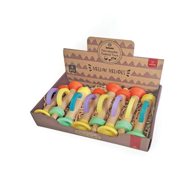Afbeelding laden in galerijviewer, Dsp. houten trompet. 9 stuks in display