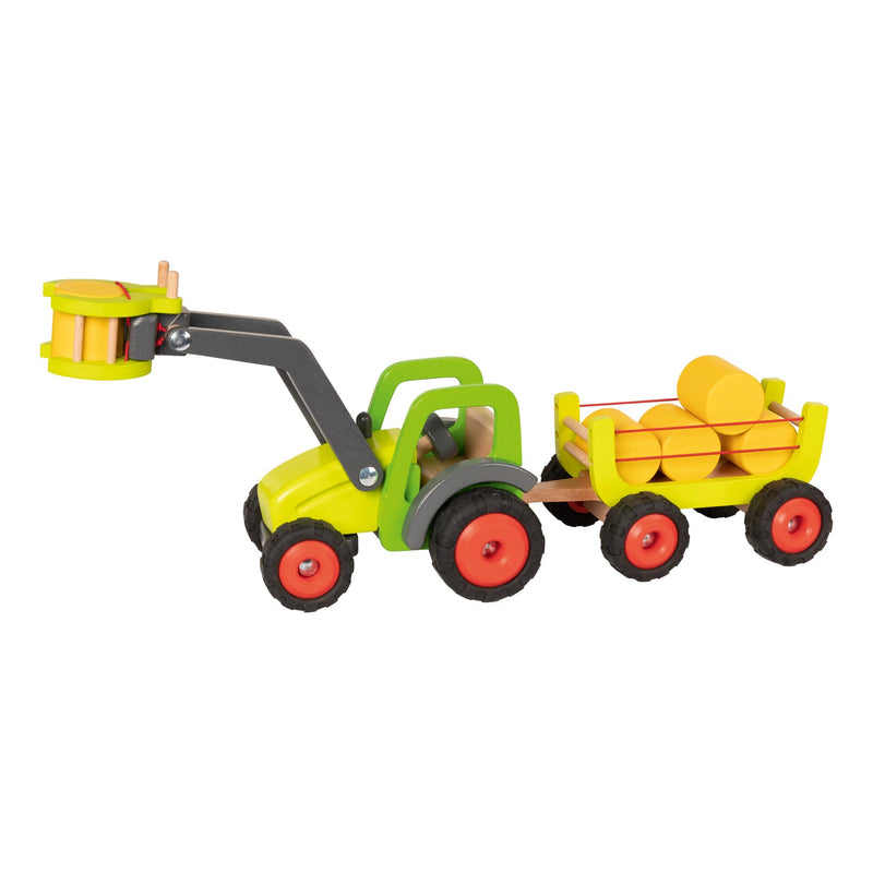 Load image into Gallery viewer, Goki houten tractor met hooiwagen
