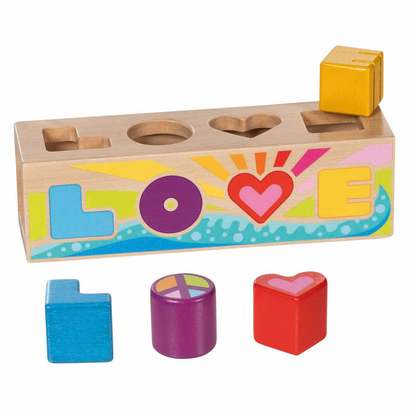 Afbeelding laden in galerijviewer, Goki houten sorteerbox vormenstoof love