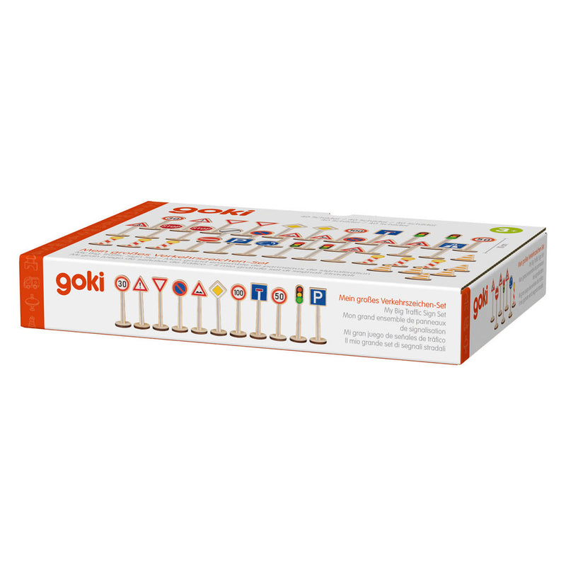 ギャラリービューアに画像をロードする, Goki verkeersborden speelset - educatief houten speelgoed 40 stuks.