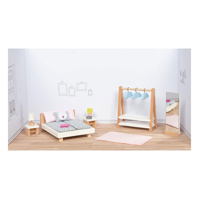 Load image into Gallery viewer, Goki houten poppenmeubels slaapkamer, 18dlg.