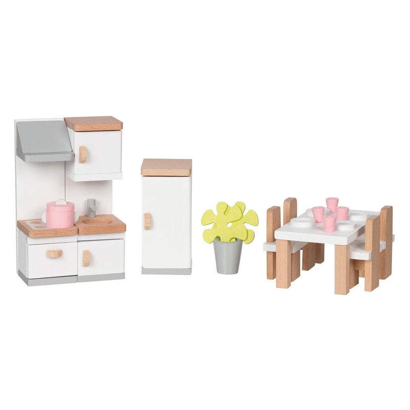 Load image into Gallery viewer, Goki houten poppenmeubels keuken, 20dlg.