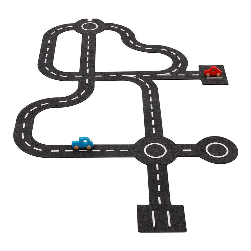 Afbeelding laden in galerijviewer, Goki speelkleed verkeerswegen met 2 auto's, 30dlg.