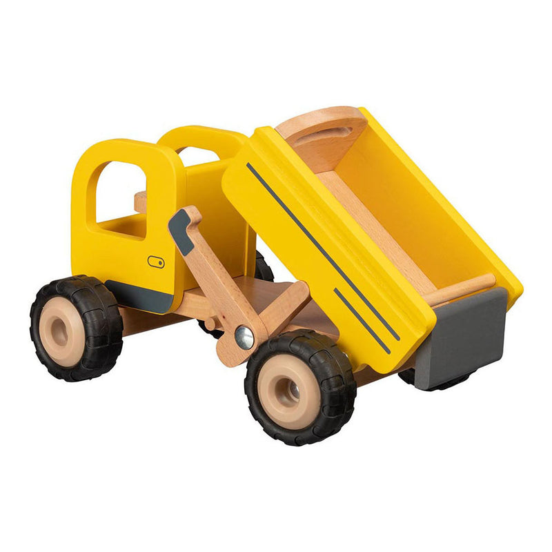 Afbeelding laden in galerijviewer, Goki houten voertuig: kiepwagen 25x17x14,5cm, met rubberen banden, 3+