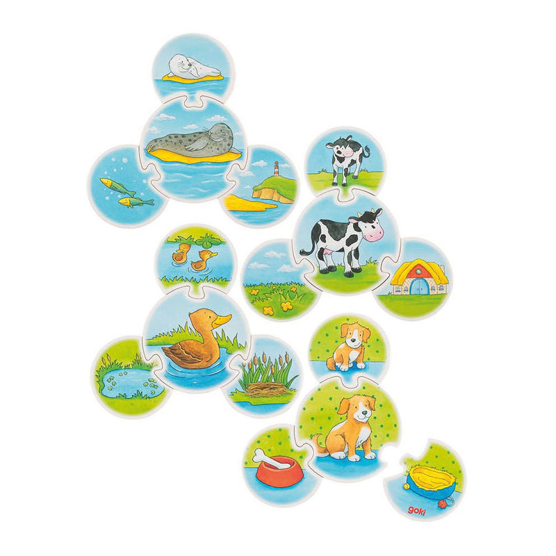 Load image into Gallery viewer, Goki houten puzzel spel dieren, 28dlg.