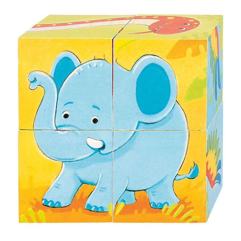 Load image into Gallery viewer, Goki houten blokpuzzel wilde dieren, 4st.