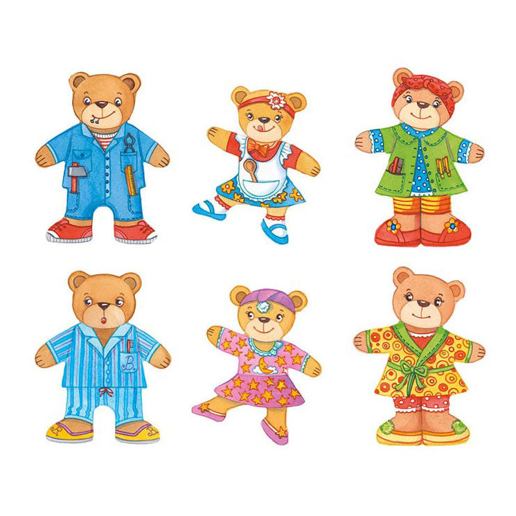 ギャラリービューアに画像をロードする, Goki houten aankleedpuzzel beren in houten box, 36st.