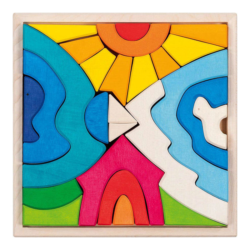 Afbeelding laden in galerijviewer, Goki houten bouwstenen kleine ijsbeer, 22dlg.