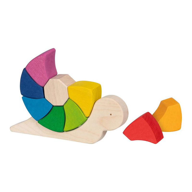 Afbeelding laden in galerijviewer, Goki houten puzzel en bouwstenen vrolijke slak pauline, 10dlg.