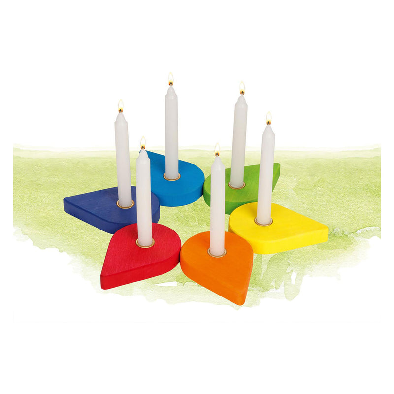 Load image into Gallery viewer, Goki houten verjaardagskrans kandelaars, 6dlg.