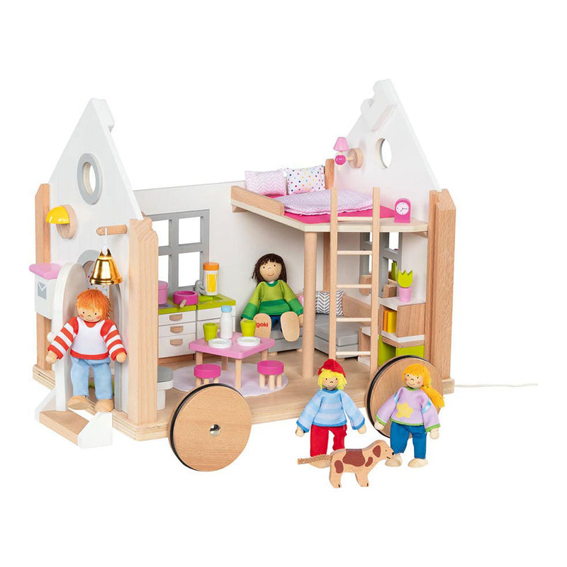 Afbeelding laden in galerijviewer, Goki houten poppenhuis tiny house hygge