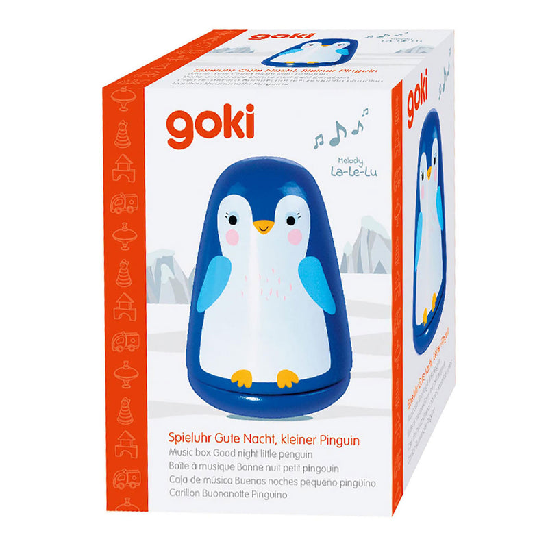 Load image into Gallery viewer, Goki houten muziekdoos kleine pinguin goede nacht