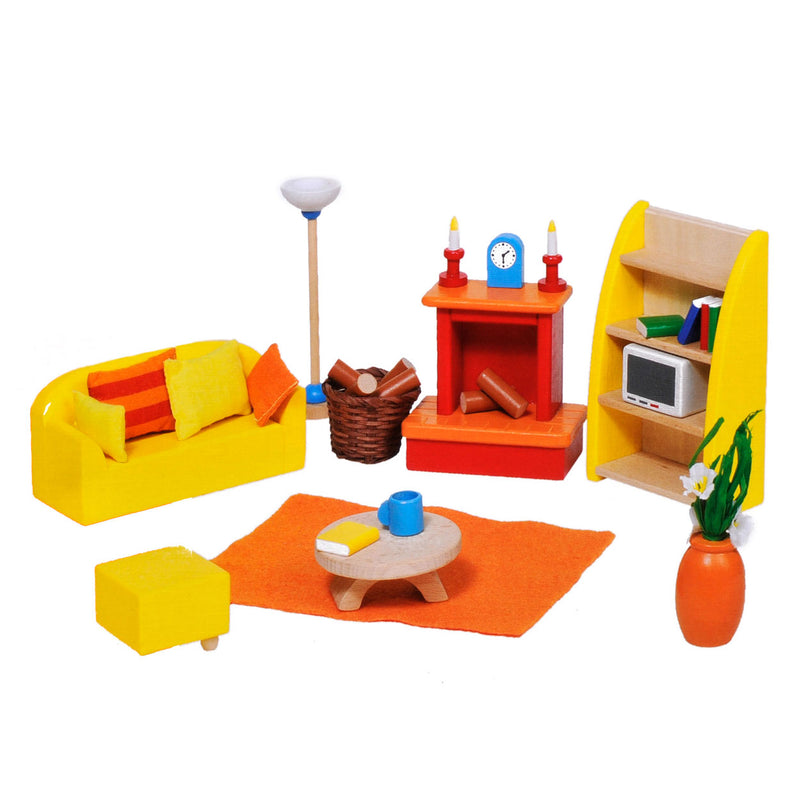 Load image into Gallery viewer, Goki poppenhuis meubeltjes woonkamer, 24dlg.