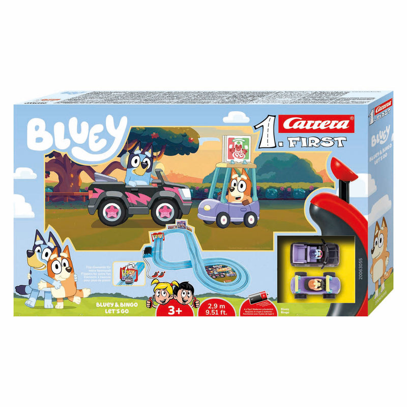 Load image into Gallery viewer, Carrera first racebaan - bluey vs. bingo let's go 2,9m