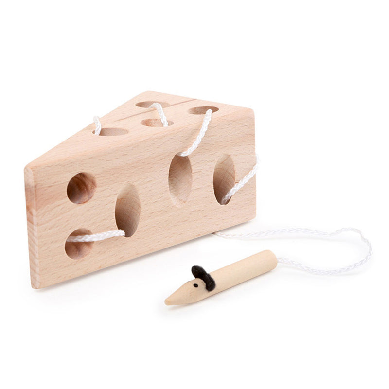 Load image into Gallery viewer, Small foot - kaas en muis houten rijgspel