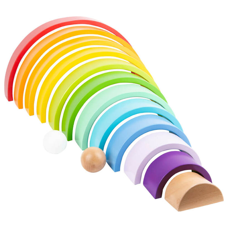 Load image into Gallery viewer, Small foot - houten bouwblokken regenboog xl, 14dlg.