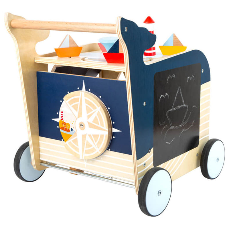 Afbeelding laden in galerijviewer, Small foot - houten activiteiten loopwagen walvis