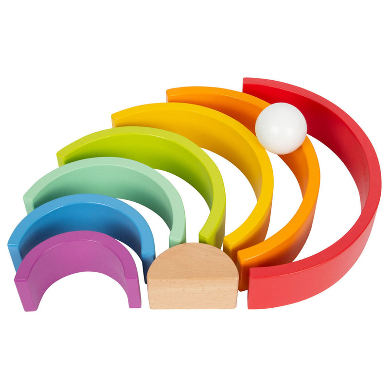 Afbeelding laden in galerijviewer, Small foot - houten bouwblokken regenboog, 9dlg.