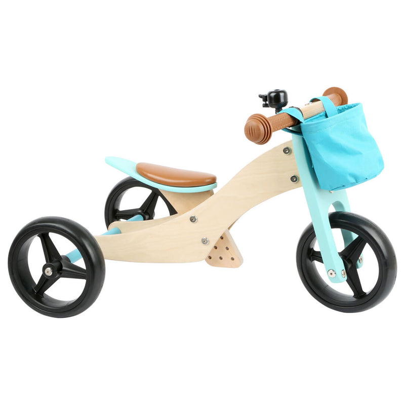 Load image into Gallery viewer, Small foot - houten driewieler en loopfiets 2in1 turquoise