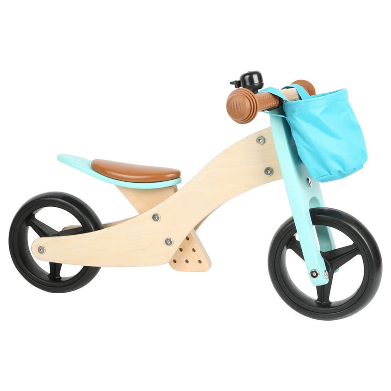Load image into Gallery viewer, Small foot - houten driewieler en loopfiets 2in1 turquoise