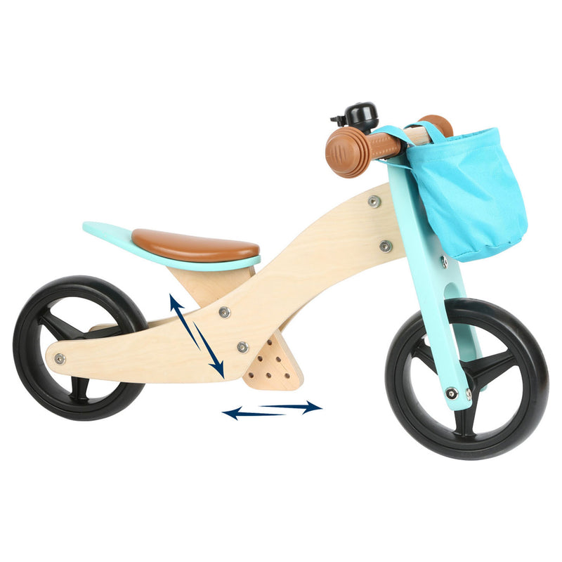 Load image into Gallery viewer, Small foot - houten driewieler en loopfiets 2in1 turquoise