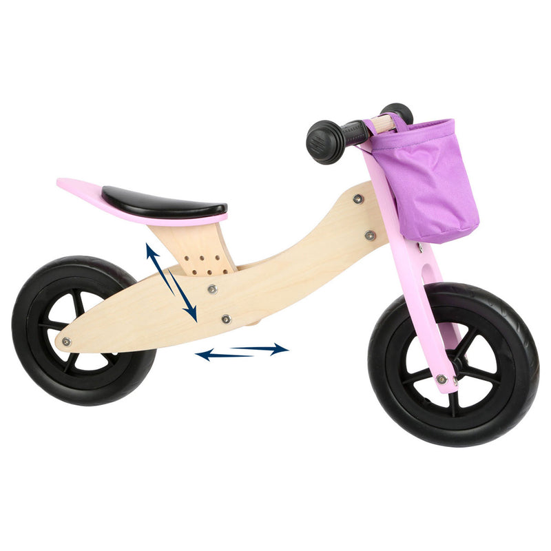Load image into Gallery viewer, Small foot - houten driewieler en loopfiets 2in1 maxi roze
