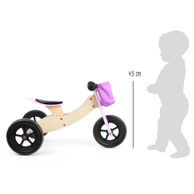 Load image into Gallery viewer, Small foot - houten driewieler en loopfiets 2in1 maxi roze