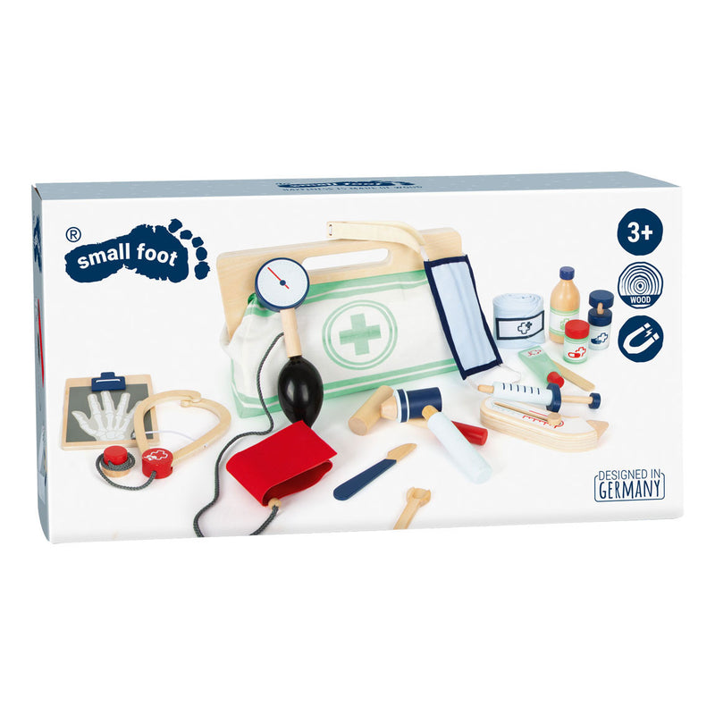 Load image into Gallery viewer, Small foot - dokterstas met houten dokter accessoires, 18dlg.