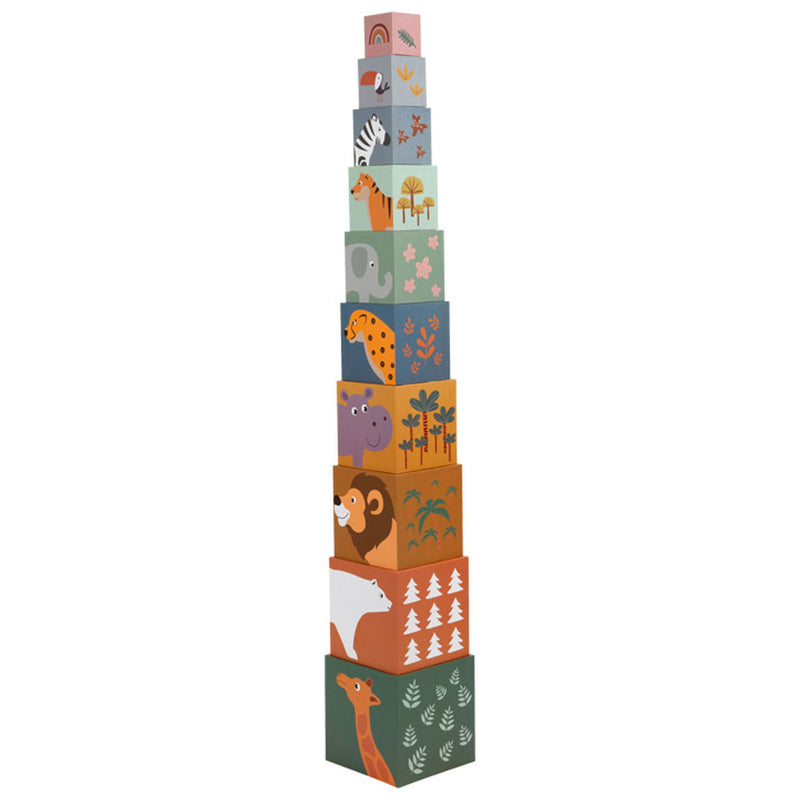 Afbeelding laden in galerijviewer, Small foot - stapelblokken safari karton, 10dlg.