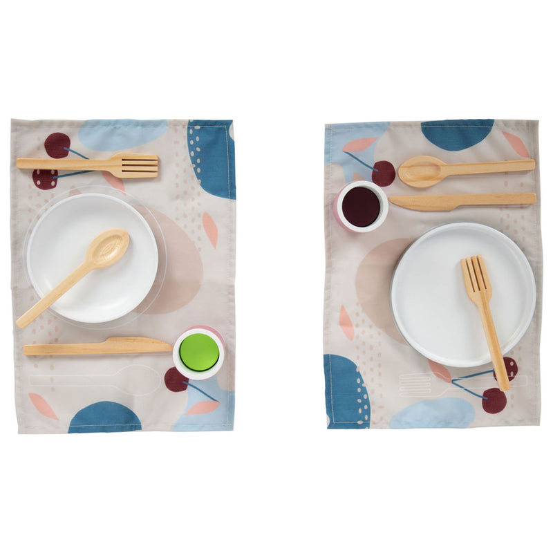 Afbeelding laden in galerijviewer, Small foot - houten bestekset met placemats, 18dlg.