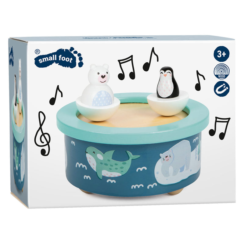 Load image into Gallery viewer, Small foot - houten muziekdoos noordpool opwindbaar