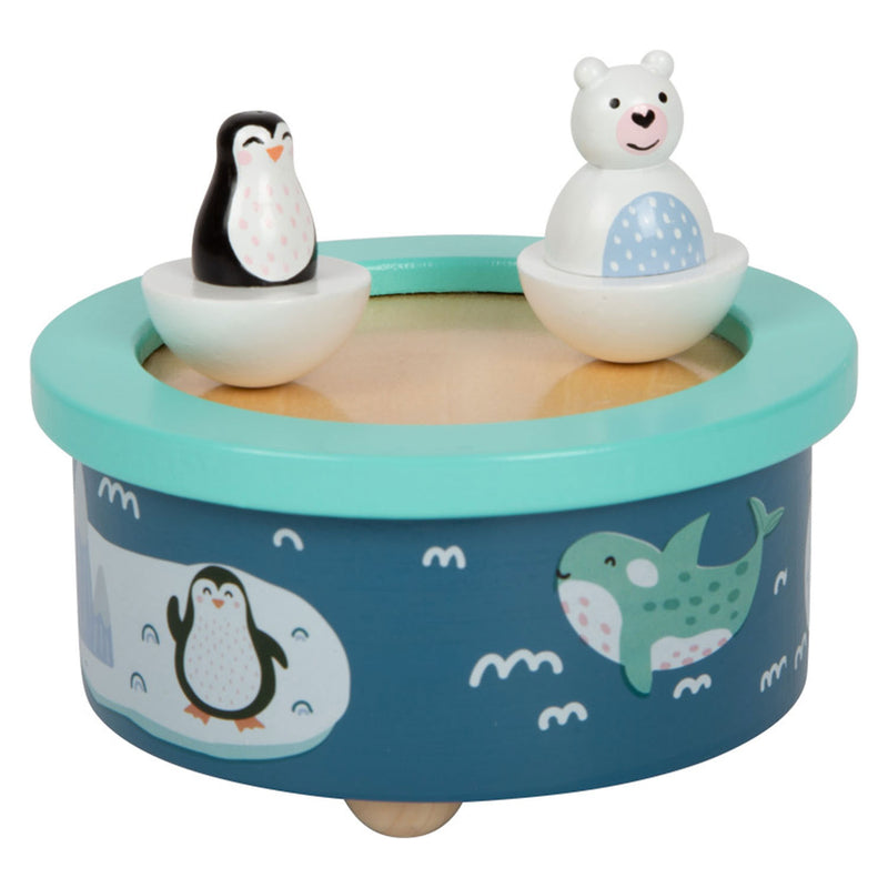 Load image into Gallery viewer, Small foot - houten muziekdoos noordpool opwindbaar